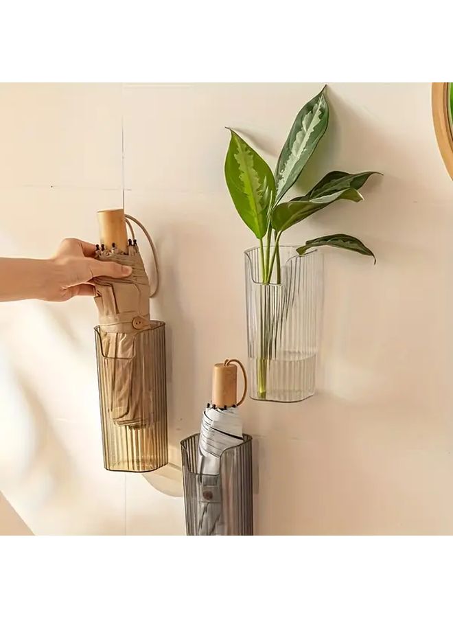 Wall Mounted Umbrella Holder Grey No Drill Space Saving Entryway Storage - Image 5