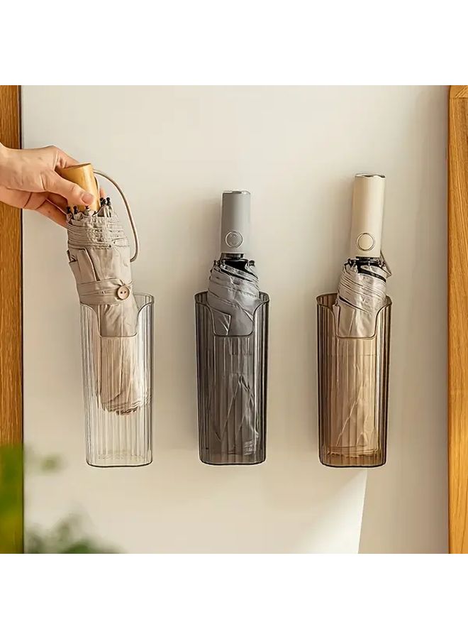 Wall Mounted Umbrella Holder Grey No Drill Space Saving Entryway Storage - Image 2