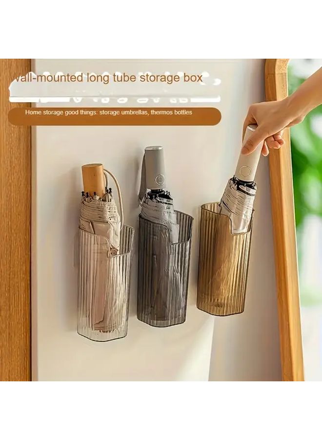 Wall Mounted Umbrella Holder Grey No Drill Space Saving Entryway Storage - Image 1