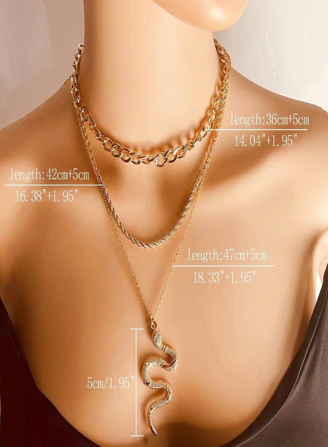 Acruccen Gold Snake Jewelry Set for Women: Punk Snake Necklaces, Bracelet, Armband, Earrings & Rings for Halloween, Cosplay & Medusa Costume Accessories - Image 4