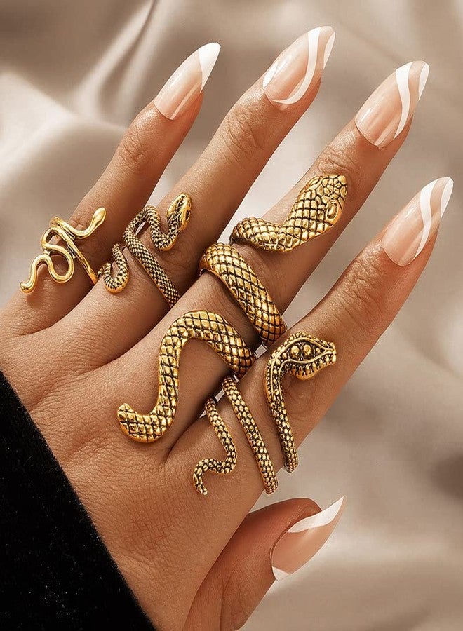 Acruccen Gold Snake Jewelry Set for Women: Punk Snake Necklaces, Bracelet, Armband, Earrings & Rings for Halloween, Cosplay & Medusa Costume Accessories - Image 5