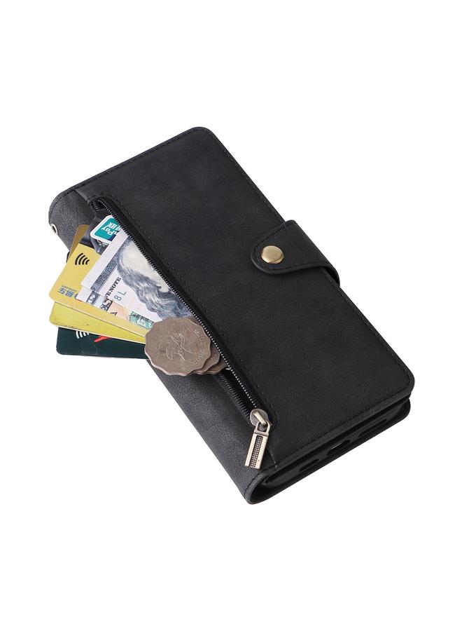 Zaboon Case For iPhone 13 Pro Rivet Buckle 9 Cards Three Fold Leather Phone Case - Image 4