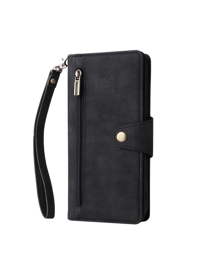 Zaboon Case For iPhone 13 Pro Rivet Buckle 9 Cards Three Fold Leather Phone Case - Image 2