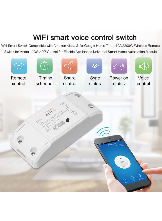 WiFi Smart Voice Control Remote Switch White - Image 2