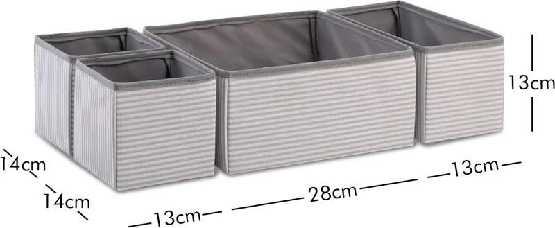 Ocean Home Textile Gray Children's Room Cabinet Drawer Laundry Organizer Folding, Storage Box Organizer Set