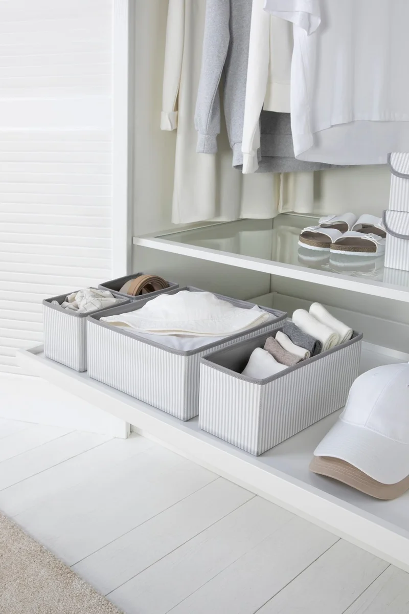 Ocean Home Textile Gray Children's Room Cabinet Drawer Laundry Organizer Folding, Storage Box Organizer Set