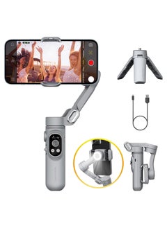 AOCHUAN Smart X Gimbal Stabilizer for Smartphone, LED Light Face Tracking Inception Timelapse, Handheld Foldable 3-Axis Gimble for iPhone/Android YouTube TikTok Vlog (Grey)  - Image 1