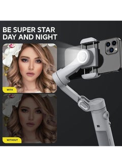 AOCHUAN Smart X Gimbal Stabilizer for Smartphone, LED Light Face Tracking Inception Timelapse, Handheld Foldable 3-Axis Gimble for iPhone/Android YouTube TikTok Vlog (Grey)  - Image 4