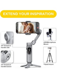 AOCHUAN Smart X Gimbal Stabilizer for Smartphone, LED Light Face Tracking Inception Timelapse, Handheld Foldable 3-Axis Gimble for iPhone/Android YouTube TikTok Vlog (Grey)  - Image 5
