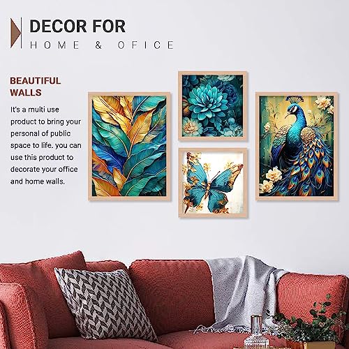 walllane - Modern Art Abstrect Peacock Painting For Living Room Bedroom Office Hotel| Nature Inspired Wall Decor Painting | Art Decor (10 Inch x 13 Inch) Set 4 Cate- 030 - Image 5