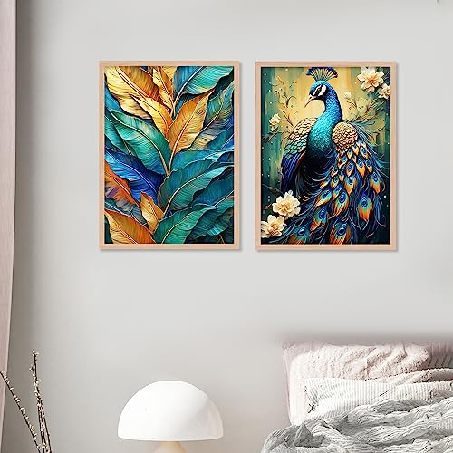 walllane - Modern Art Abstrect Peacock Painting For Living Room Bedroom Office Hotel| Nature Inspired Wall Decor Painting | Art Decor (10 Inch x 13 Inch) Set 4 Cate- 030 - Image 4
