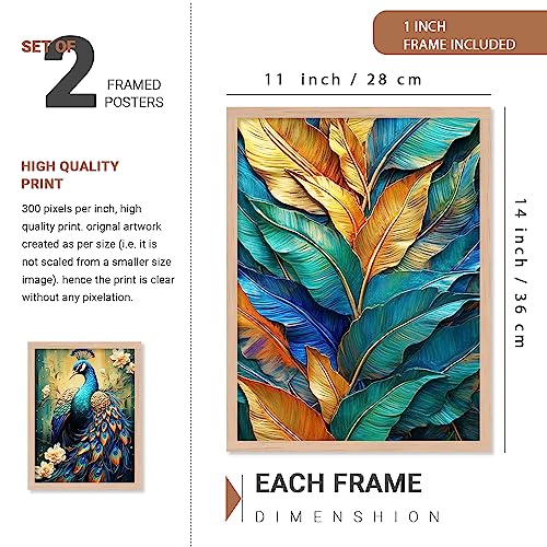 walllane - Modern Art Abstrect Peacock Painting For Living Room Bedroom Office Hotel| Nature Inspired Wall Decor Painting | Art Decor (10 Inch x 13 Inch) Set 4 Cate- 030 - Image 2