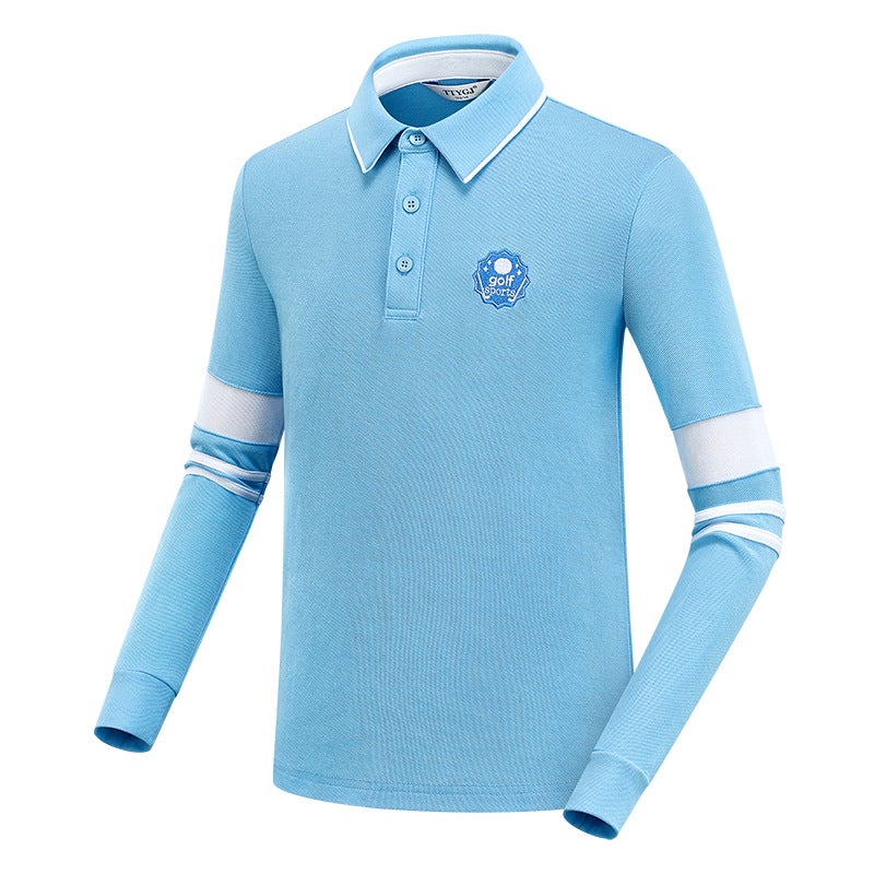 Generic New Childrens Golf Clothing Long-sleeved Sunscreen Clothes for Boys and Girls Autumn and Winter Teenagers Quick-drying T-shirt Blue 