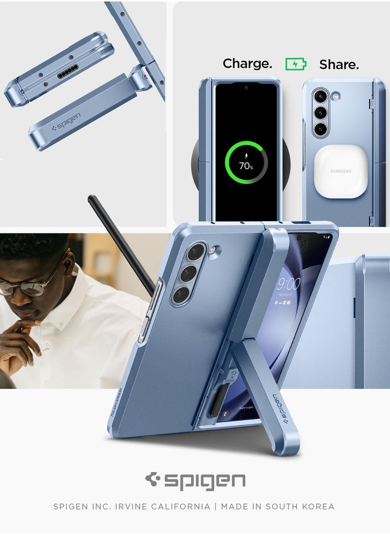 Spigen - Tough Armor Pro P for Samsung Galaxy Z Fold 5 Case Cover with S Pen Holder (S-Pen Not Included) - Sierra Blue - Image 1