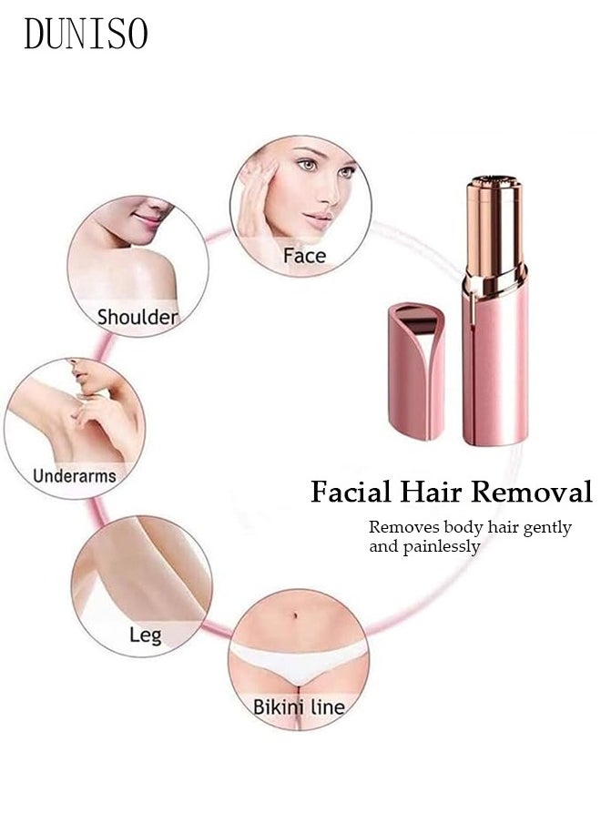 DUNISO مزيل شعر الوجه بدون ألم للنساء، ماكينة حلاقة صغيرة للنساء، ماكينة تشذيب الحواجب الدقيقة، إزالة شعر الوجه القابلة لإعادة الشحن، للشفة العليا والذقن والحاجب والرقبة والساق  - Image 3