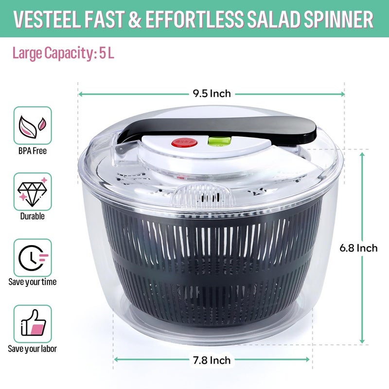 E-far 5L Manual Salad Spinner - Image 2