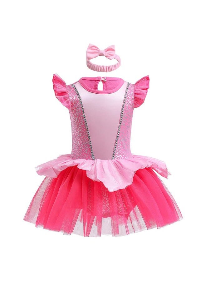 CinheyU Baby Girls Aurora Princess Costumes Birthday Romper Tutu Dress w/Headband Halloween Xmas Party Outfits 90 - Image 1