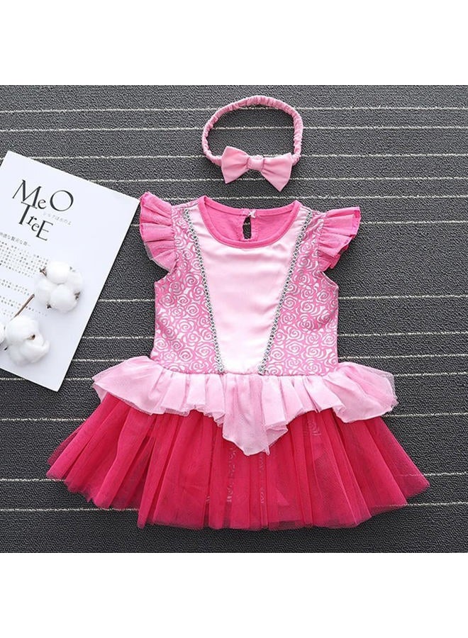 CinheyU Baby Girls Aurora Princess Costumes Birthday Romper Tutu Dress w/Headband Halloween Xmas Party Outfits 90 - Image 3