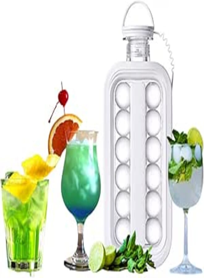 Spaceshoop ER Essentials Ice Cube Tray Portable Ice Ball Maker Kettle BPA Free 17 Grid Ice Cube Mold Thin Body Lid Cooling Ice Cube Mold For Cocktail,Coffee,Whiskey,Champagne,Beer,Juice