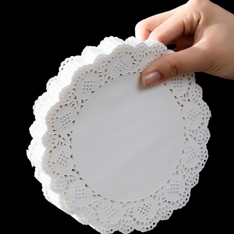 12 inch Round Paper DoiliesLace Paper PlacematsDisposable Greaseproof DoiliesWhitePack of 100