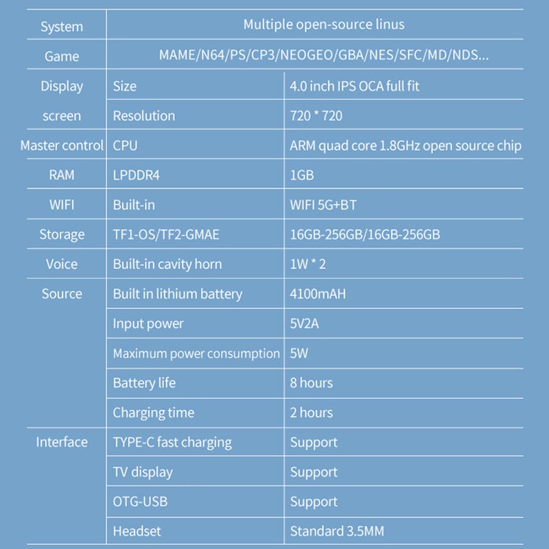Consoles Portable Handheld Game 4.0-inch IPS 720*720 High-clear Screen Open Source System Game Console Support Mainstream 64-bit 3D Simulators Rechargeable Long Battery Life Play on TV - Image 3