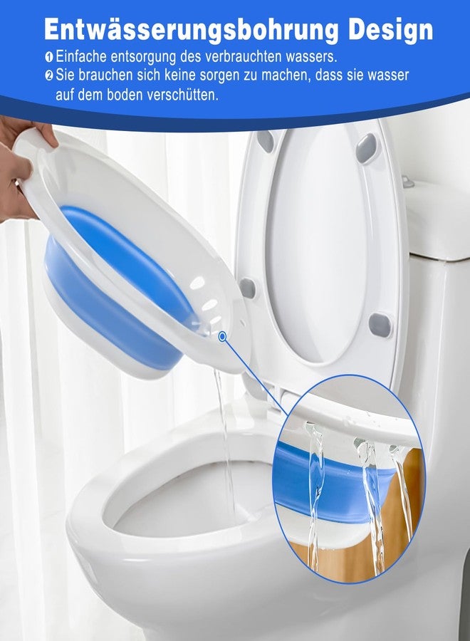 DEANIC Seat Bath for Toilet, Foldable Seat Bath for Hemorrhoids, Adult Sitting Bathtub for Postpartum Care and the Elderly, Hanging Seat Bath with Hand Flush Pump (Blue) - Image 2