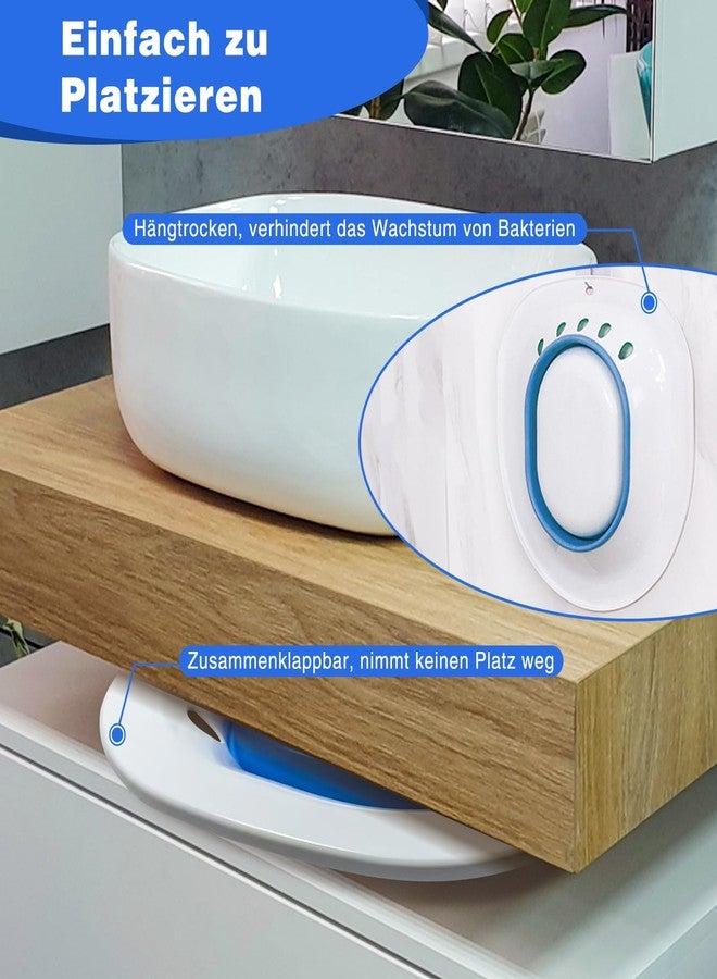 DEANIC Seat Bath for Toilet, Foldable Seat Bath for Hemorrhoids, Adult Sitting Bathtub for Postpartum Care and the Elderly, Hanging Seat Bath with Hand Flush Pump (Blue) - Image 4