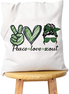 WCGXKO WCGXKO Scout Gift Peace Love Scout Makeup Bag Travel Bag For Scouting Journey Scout Bridging Ceremony Gift (Scout tote) 