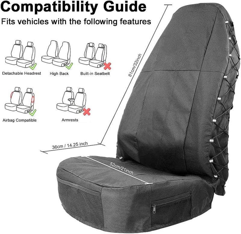 Tirol أغطية مقاعد السيارة الأمامية من TIROL مقاومة للماء، غطاء مقعد دلو عالمي، أغطية مقاعد عالية التحمل للمركبات شبه الشاحنة، السيارات، الشاحنات، جيب، فان، SUV، بيك أب، عبوة واحدة - Image 3