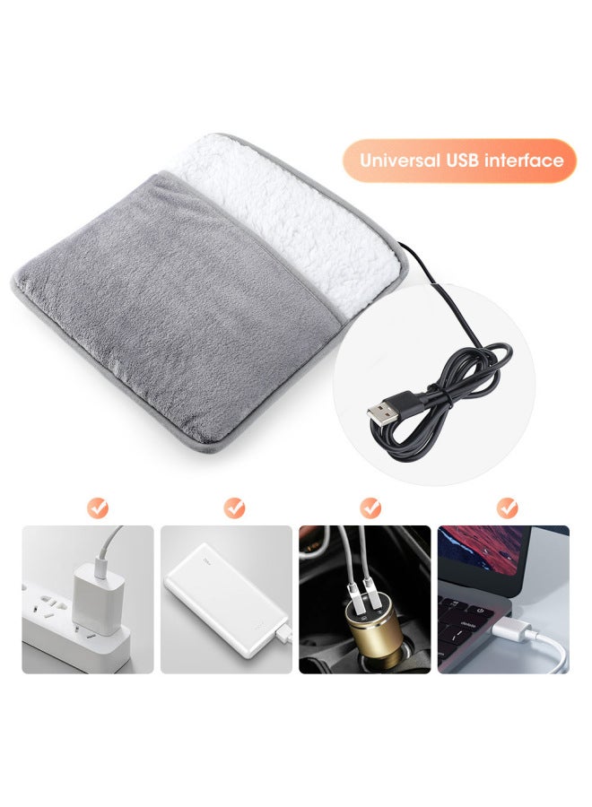USB Plug Electric Heating Foot Mat Foot Cover Winter Office Home Portable Autumn And Winter Heating Mat Foot Warmer-Color:Gray - Image 4