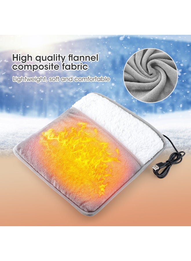 USB Plug Electric Heating Foot Mat Foot Cover Winter Office Home Portable Autumn And Winter Heating Mat Foot Warmer-Color:Gray - Image 3