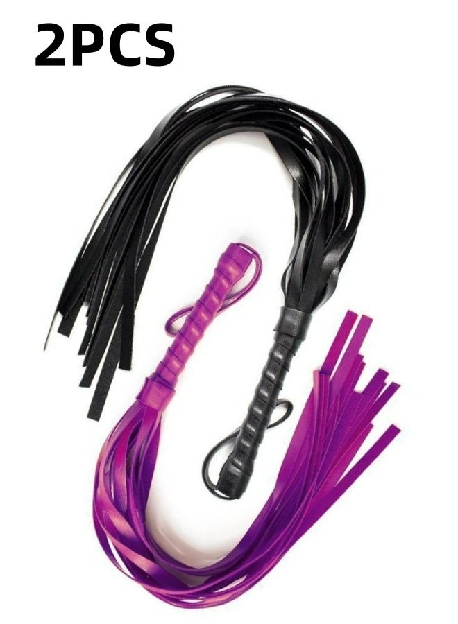 طقم سوط حصان من الجلد، قطعتان، مقبض من الجلد الصناعي، خفيف الوزن، محمول، للتدريب على ركوب الخيل، رياضات خارجية، لعب، إكسسوارات هدايا، متين، مضاد للانزلاق، عملي. - Image 1