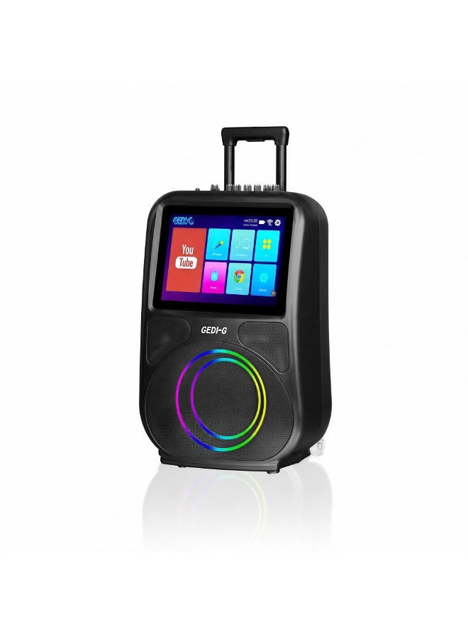 مكبر صوت بلوتوث متنقل للحفلات (GD-1418) مع شاشة ذكية مدمجة (نظام أندرويد)، 2 ميكروفون لاسلكي، واضاءة تفاعلية - Image 3