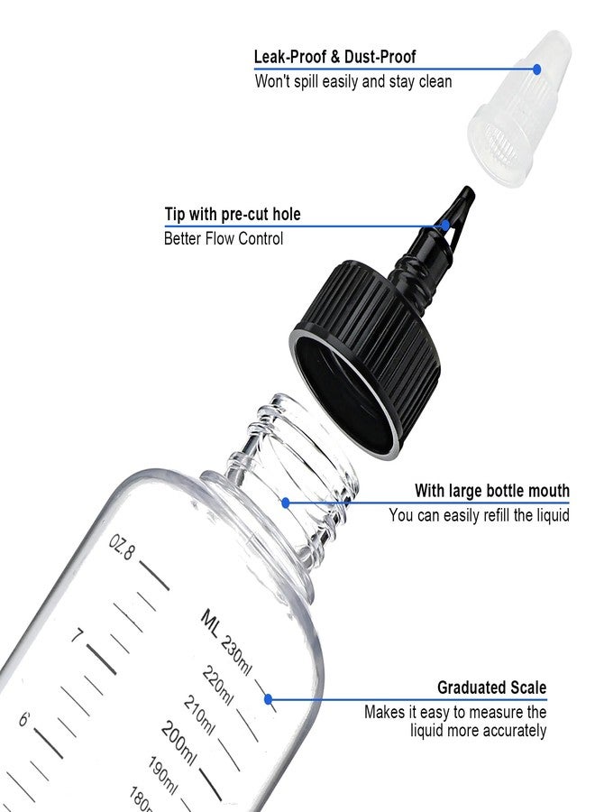 COMNICO 2 Pack Applicator Bottle for Hair 8.5oz Soft Squeeze Empty Oil Dispenser Hair Color Applicator Root Hair Dye PET Plastic Refillable Bottles for Salon Sylist with Graduated Scale and Twist Top - Image 3