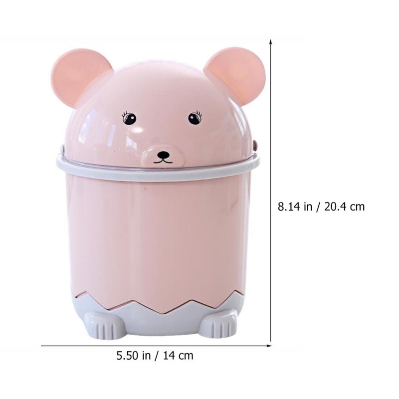 3Pcs Mini Desktop Trash Can With Flip Lid Cute Cartoon Small Wastebasket For Bathroom Living Room Home Office Blue Green Pink - Image 3
