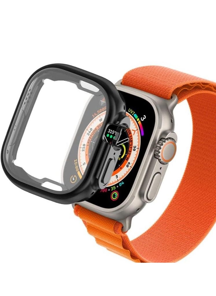 Full Soft Clear Cover For Apple Watch Ultra Case 49MM TPU Screen Protector SmartWatch Case For iWatch Serie 49MM Accessories (Color : Black, Size : 49MM)