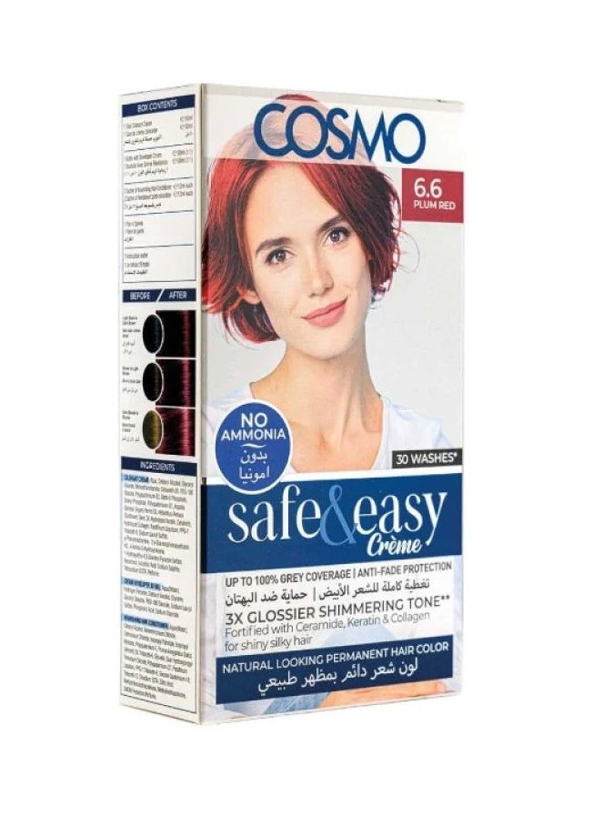 COSMO Ammonia Free Permanent Hair Color 6.6  Plum Red 50 Ml 