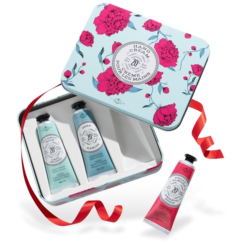La Chatelaine 20 Shea Butter Hand Cream Travel Size Tin Gift Set for Women Nourishing HandCare Set for Mothers Day Coconut Milk Shea Lychee Cranberry