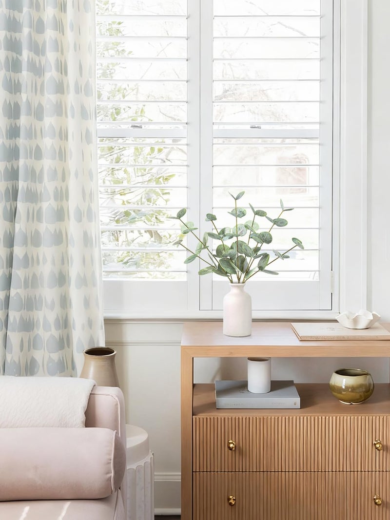 FIACO Artificial Eucalyptus Stems in Ceramic Vase, 14'' Fake Plants Greenery Stems for Home Decor Eucalyptus Plant for Bathroom Farmhouse Room Coffee Table Centerpiece Desk Shelf Faux Branches Decorations - Image 2