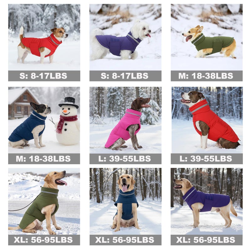 Mklhgty Waterproof Dog Coat for Large Dogs, Warm Dog Winter Jacket, Reflective Windproof Turtleneck Coats with Adjustable Hook & Loop - Red - XL - Image 2