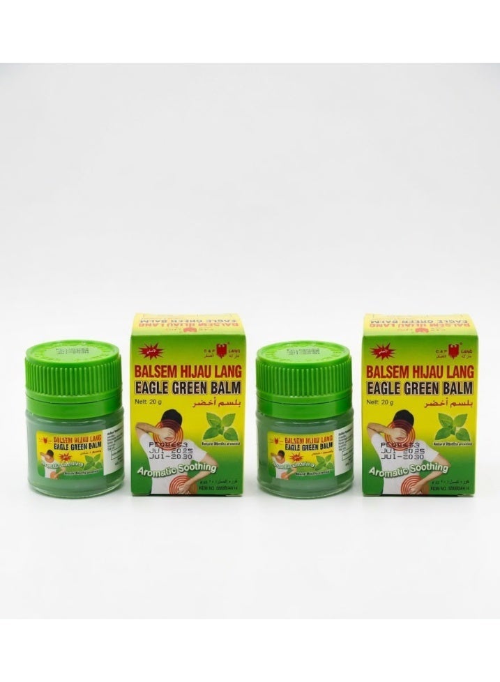 ALSAQER Two pieces of Green balm for relieving joint and muscle pain - 20 grams - Image 1