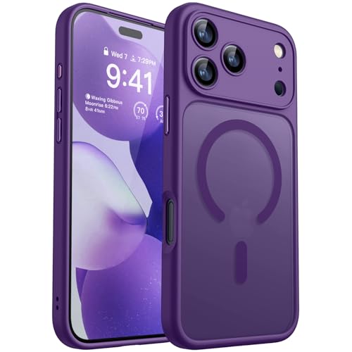 CANSHN Magnetic Compatible with iPhone 17 Pro Max Case Upgraded Full Camera Protection Compatible with Magsafe Translucent Matte Shockproof Protective Phone Cover 69 Inch Deep Purple - Image 1