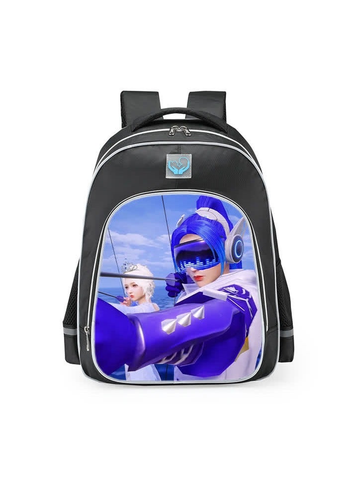 2023 New Peace Elite Chicken Eating Schoolbag Male Primary School Students Large-capacity Waterproof Ridge Protector Grades 1, 2, 3 to 6,40-Re reflective-medium-peace elite - Image 1