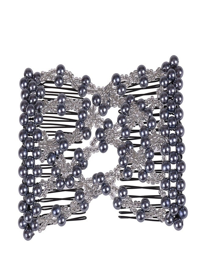 Ruihfas 5Pcs Easy Stretch Beaded Hair Combs Double Magic Slide Metal Comb Clip Hairpins for Women Hair Styling - Image 5