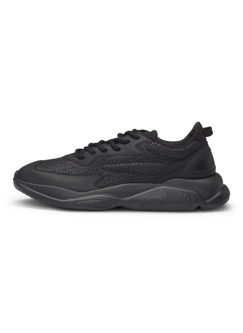 HUGO Mixed-material trainers with monogrammed uppers and EVA outsole