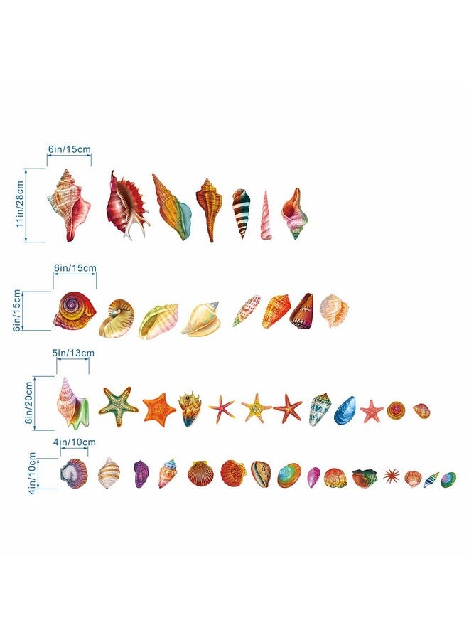 AnFigure Seashells Starfish Wall Stickers Beach Ocean Wall Decals Nursery Playroom Bathroom Laundry Room Toilet Nursery Daycare Bedroom Wall Decor - Image 4