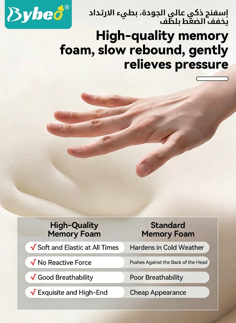 Bybeo Orthopedic Cervical Pillow, Memory Foam Pillow PRO for Neck Pain and Snoring Relief, Ergonomic Neck Support Pillow, Zero Pressure Deep Sleep Contoured Support Pillows, Luxurious Silky＆Super Soft Fabric - Image 3