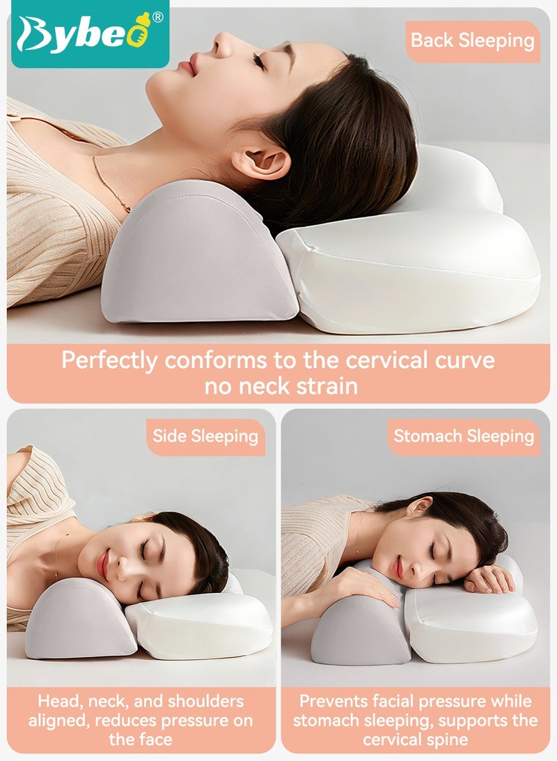 Bybeo Orthopedic Cervical Pillow, Memory Foam Pillow PRO for Neck Pain and Snoring Relief, Ergonomic Neck Support Pillow, Zero Pressure Deep Sleep Contoured Support Pillows, Luxurious Silky＆Super Soft Fabric - Image 5
