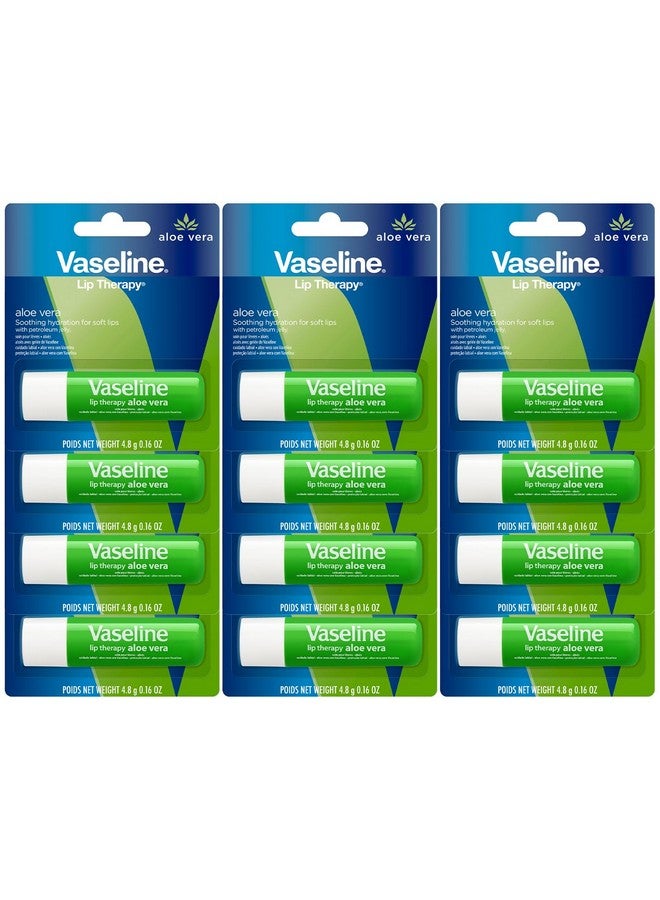 Vaseline Lip Therapy Aloe Fresh - Hydrating Lip Balm Pack, Vaseline Stick, Lip Moisturizer for Dry Lips, 0.16 Oz Each (Pack of 12) - Image 1