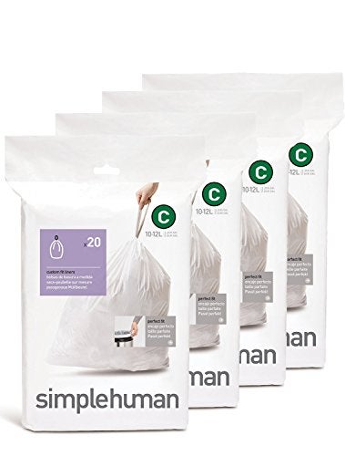 simplehuman Custom Fit Trash Can Liner C, 10 Liters / 2.6 Gallons, 20 Count (Pack of 4) - Image 4
